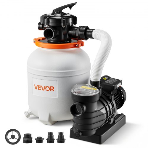 

VEVOR 12 in Sand Filter Pump for Above Ground Pool, 0.33 HP 3000 GPH, Swimming Pool Sand Filter Pump with Pre-Assembled Core & Leak-Resistant Design, 6-Way Valve, High-Efficiency Filtration for Pools