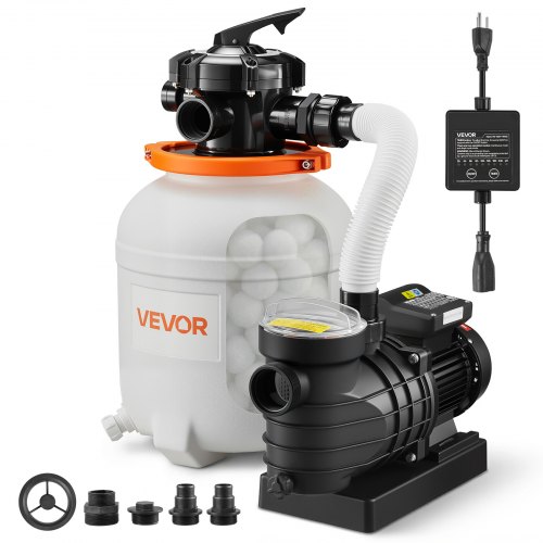 

VEVOR FlashPure Sand Filter Pump, 12 in for Above Ground Pool, 0.5 HP 3000 GPH, Swimming Pool Filter System with Timer, 6X Faster Filtration, Media Installed, Leak-Resistant, Ready to Use Out of Box
