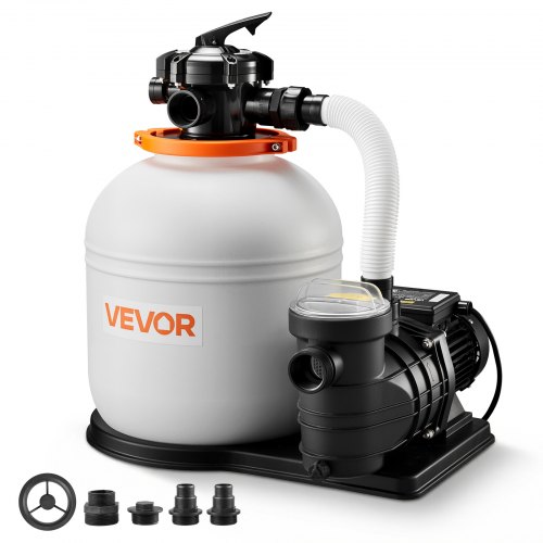 

VEVOR 16 in Sand Filter Pump for Above Ground Pool, 0.75 HP 4400 GPH, Swimming Pool Sand Filter Pump with Pre-Assembled Core & Leak-Resistant Design, 6-Way Valve, High-Efficiency Filtration for Pools