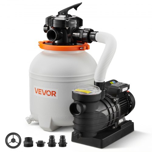 

VEVOR 13 in Sand Filter Pump for Above Ground Pool, 0.75 HP 3500 GPH, Swimming Pool Sand Filter Pump with Pre-Assembled Core & Leak-Resistant Design, 6-Way Valve, High-Efficiency Filtration for Pools