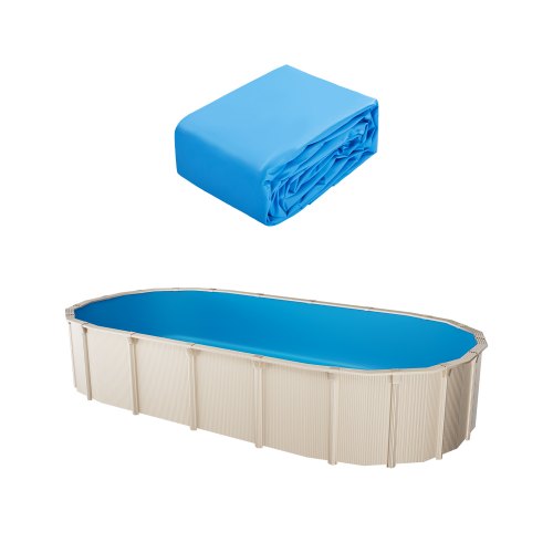 VEVOR Oval Pool Liner, 16.4 x 9.8 ft Pool Liner, Uinbead Style, Durable Vinyl Pool Liner, Standard Gauge, 47in Wall Height, Pool Liner Replacement for Steel Sided Above-Ground Swimming Pools