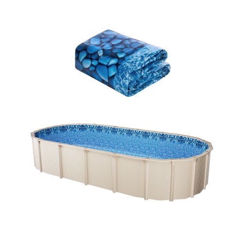 Vevor 15 X 30 Ft Oval Pool Liner, Unibead Above Ground Pool Liners, 52In Wall Height, Durable Standard Gauge Vinyl, Designed For Steel Sided Above-Gro-image