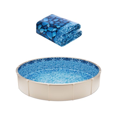 VEVOR Pool Liner, 30ft Round Pool Liner, Uinbead Style, Durable Vinyl Pool Liner, Standard Gauge, 52in Wall Height, Pool Liner Replacement for Steel S