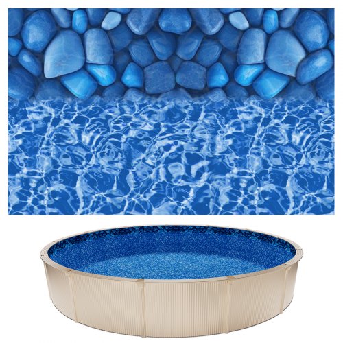 

VEVOR 27ft Pool Liner, Round UniBead Swimming Pool Liner for 52 in Wall Height, Premium Vinyl, Easy Install with Leak-Proof Patches, Designed for Steel Sided Above-Ground,Outdoor, Boulder Swirl
