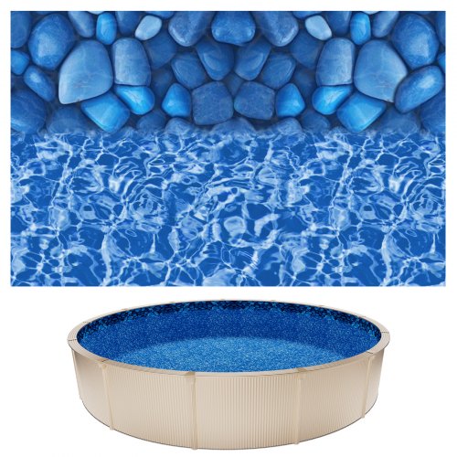 

VEVOR 24ft Pool Liner, Round Overlap Swimming Pool Liner for 52 in Wall Height, Premium Vinyl, Easy Install with Leak-Proof Patches, Designed for Steel Sided Above-Ground,Outdoor, Boulder Swirl