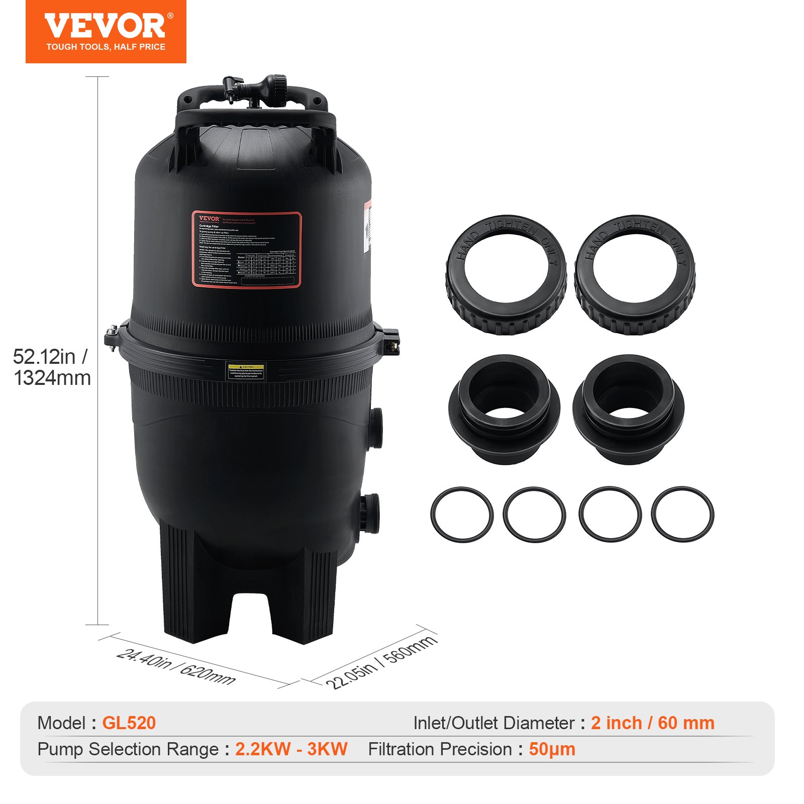 VEVOR Kassettbasseinifilter, 46,4 kg