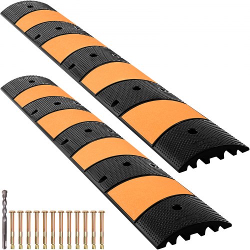 Vevor Modular Rubber Speed Bump Driveway Cable Protector Ramp 6 Feet Set Of 2