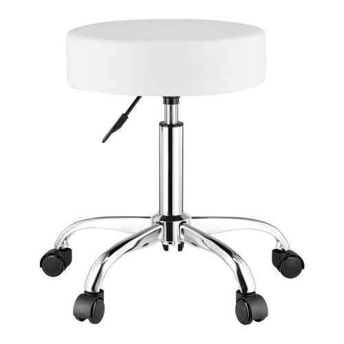 

Round Rolling Stool Swivel Work Stool with Wheels Height Adjustable White