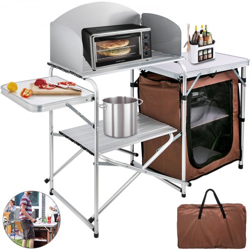Camping Outdoor Kitchen Camping Cook Table 2-tier Camping Kitchen Table