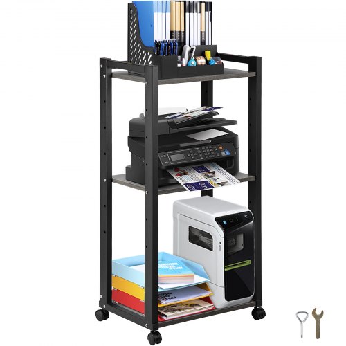 VEVOR Mobile Printer Stand 3 Tiers Printer Cart with Storage Shelves on Wheels