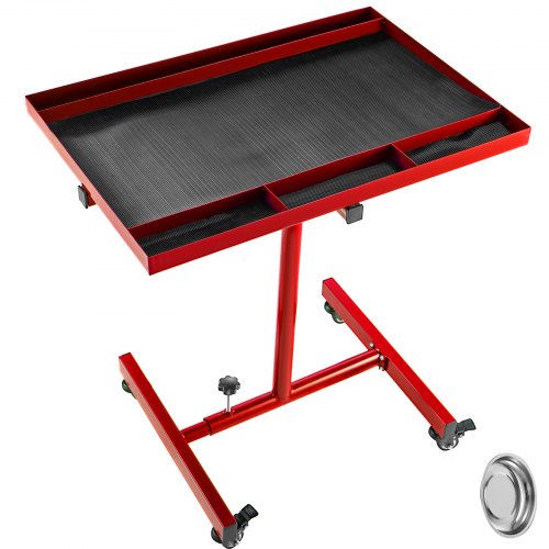 Rolling Tool Table Tear Down Tray 220lb Adjustable Height For Holding In Red