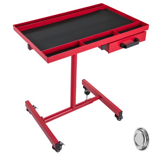Rolling Tool Table Tear Down Tray220lbs Adjustable Height With Drawerin Red