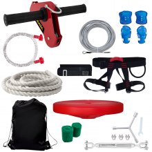 Zip Line Kit For Kids Adult 60 Foot Steel Trolley Outdoor Toys Fun Game Durable 