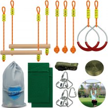 45 Ft Double Line Ninja Course For kids Gym Set 7 Accessories For Backyard