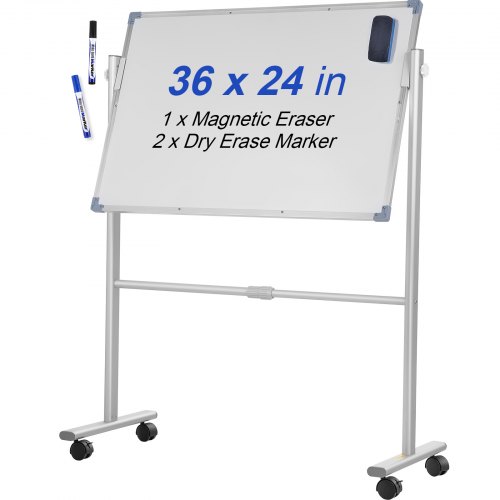 VEVOR Mobile Dry Erase Board Magnetic Whiteboard w/ Stand 36" x 24" Double Sided