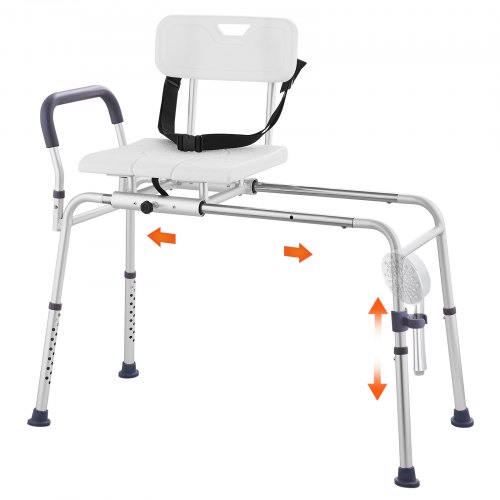 

VEVOR Sliding Tub Transfer Bench Shower Chair & Cut-Out Seat Reversible Backrest