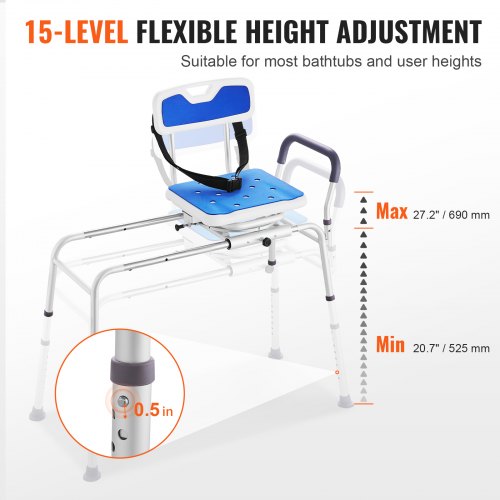 VEVOR Sliding Tub Transfer Bench with 360 Degree Swivel Seat detail photo 11