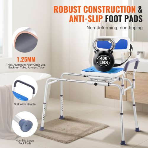 VEVOR Sliding Tub Transfer Bench with 360 Degree Swivel Seat detail photo 12