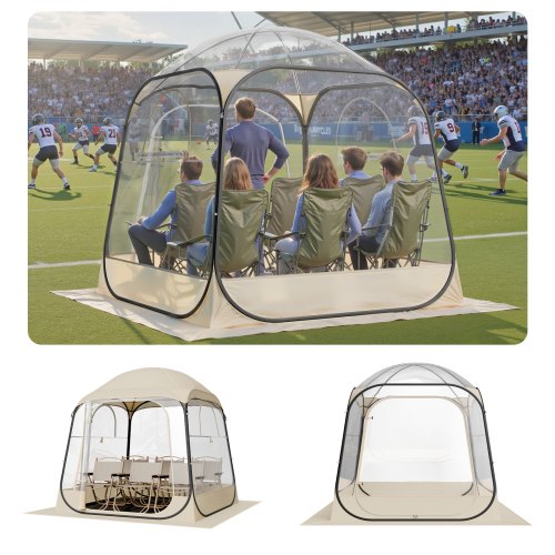 

VEVOR Pop up Sports Tent, 72x72 in Clear Bubble Tent for 2-4 Persons, Waterproof Outdoor Pod with Floor Mat & Top Cover, Garden Igloo Dome Tents Camping Shelter for Events Fishing Cheering