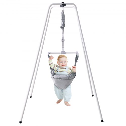 Vevor Baby Jumper with Stand, Height-Adjustable Baby Jumpers and Bouncers, 35LBS Loading Toddler Infant Jumper for 3+ Months, Quick-Folding Indoor/Outdoor Jumper Exerciser Gift for Babies