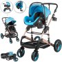3 in 1 Baby Stroller High View Pram Foldable Pushchair Bassinet & Car Seat