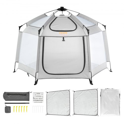 VEVOR Baby Playpen with Canopy, 59.8x59.8 Indoor/Outdoor Portable Playpen for Babies and Toddlers, Lightweight & Foldable, Pop Up Toddler Play Yard with 3 Sun-Shades, Travel Bag for Beach Home Park