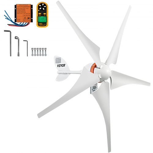 Vevor Wind Turbine Generator Kit 12v Wind Power Generator 400w W/mppt 5 Blades