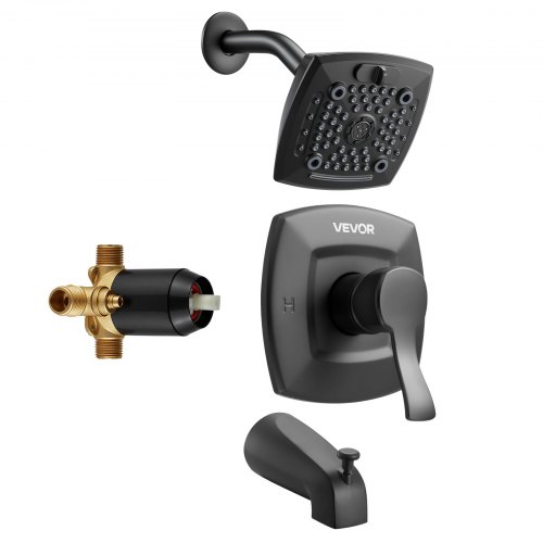 VEVOR Tub and Shower Faucet Set Bathtub Faucet Package Valve 5 Setting Black YGHLLTZHHWHWFHFKJ001V0