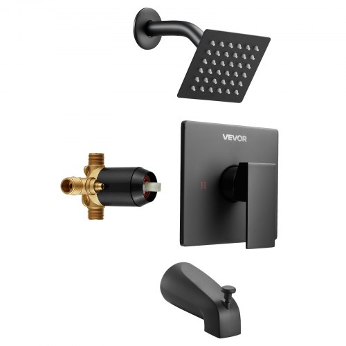 VEVOR Tub and Shower Faucet Set Bathtub Faucet Package with Valve 4 Inch Black