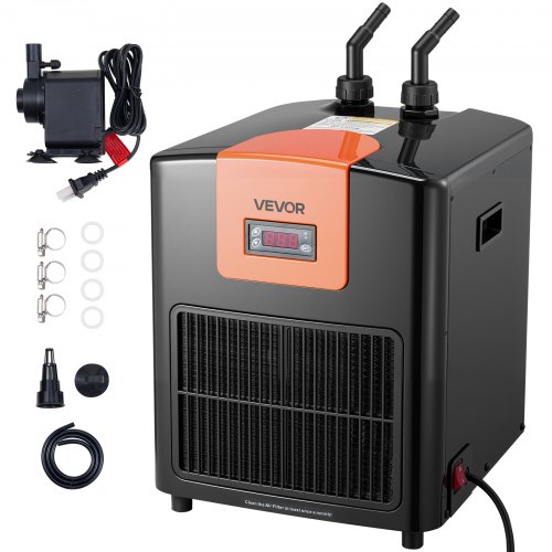 

VEVOR Aquarium Chiller 92 Gallon, 1/4 HP Water Chiller for Hydroponics, Fast Cooling for Fish Tank,Axolotl,Coral Reef,Quiet Refrigeration Compressor, Titanium Evaporator,Complete Fittings