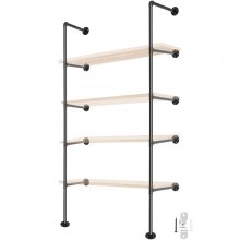 VEVOR Industrial Pipe Shelves 5-Tier Wall Mount Iron Pipe Shelves 3 PCS Pipe Shelving Vintage Black DIY Pipe Bookshelf Each Holds 44lbs Open Kitchen Shelving for Bedroom & Living Room w/ Accessories