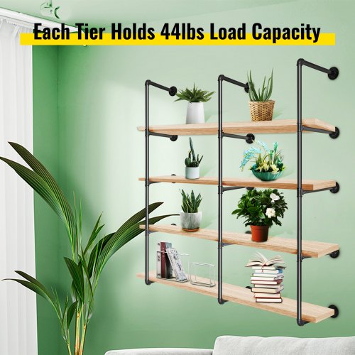 Vevor Industrial Pipe Shelves 4 Tier, Pipe Shelves That Hang From Ceiling
