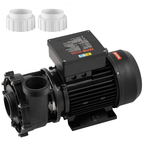 

VEVOR 2 Speed SPA Pump, 48-Frame, AC 110-120V Hot Tub SPA Pump, 1.5HP/150GPM/42.65ft High Speed or 0.46HP/70GPM/9.18ft Low Speed, 2" Port 90° Rotational Interface for Hot Tub, Tested to UL Standards