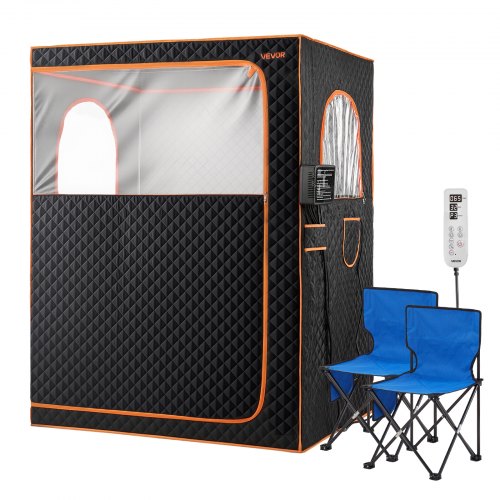 VEVOR 2 Person Portable Infrared Sauna Full Body Spa Tent with Chairs Black