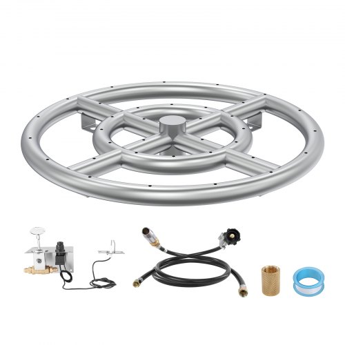 

VEVOR 12 inch Round Drop-in Fire Pit Pan, Stainless Steel Fire Pit Burner Kit, Natural & Propane Gas Fire Pan with 92,000 BTU for Indoor or Outdoor Use