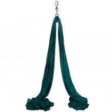 VEVOR Aerial Silk, 11yd 9.2ft Aerial Yoga Swing Set Yoga Hammock Kit - Antigravity Ceiling Hanging Yoga Sling - Carabiners, Daisy Chain, Inversion Swing for Home Outdoor Aerial Dance, Dark Green
