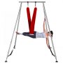Aerial Trapeze Stand Yoga Swing Bar Hammock Stand Bracket w/20Ft Aerial Silk Set