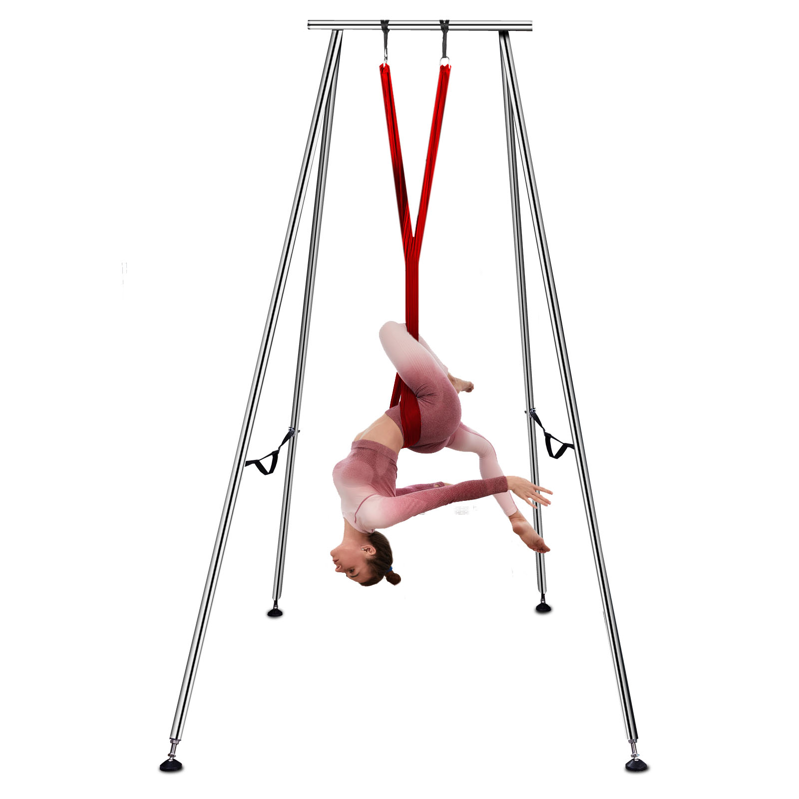 Aerial Trapeze Stand Yoga Swing Bar Hammock Stand Bracket w/20Ft Aerial Silk Set от Vevor Many GEOs