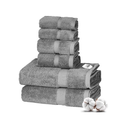 

6-Piece Towel Set 600 GSM 100% Cotton Soft Towels for Bathroom Gym Hotel Spa