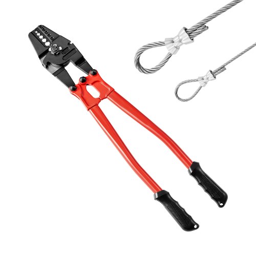 VEVOR 24 Inch Hand Swager Crimper 5 Cavity 1/16 to 3/16inch Swaging Tool for Copper Aluminum Oval Sleeves and Stop Sleeves Wire Rope Crimping Tool Propress Swage Tool Long Handle Labor Save