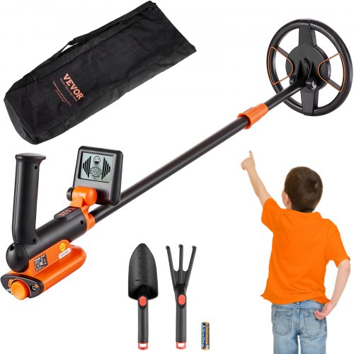 VEVOR Metal Detector for Kids, 15.2 cm Waterproof Search Coil with LCD Display, Adjustable 66 cm - 91.4 cm Gold Detector, Lightweight Carbon Fiber Stem for Junior & Youth Detecting Gold Coin Treasure