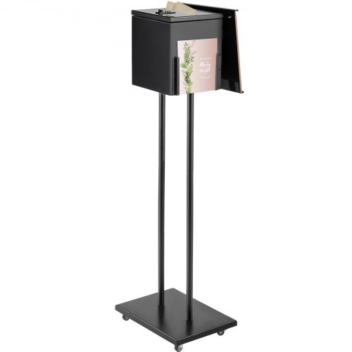 VEVOR Floor Standing Suggestion Box Donation Box w/ Stand & Rolling Wheels Black
