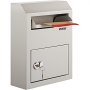 VEVOR Suggestion Box, Donation Ballot Box with Lock, Wall Mounted Collection Box w/ Wide Drop Slot, Steel Key Drop Box for Home Office Factory School, 15"x 12" x 4.3", Gray