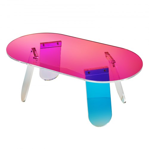 

VEVOR Acrylic Coffee Table, Iridescent Acrylic End Table, 13.8 inch high Colorful Acrylic Side Table, for Coffee, Drink, Food, Snack used in Living Room, Courtyard, Terrace