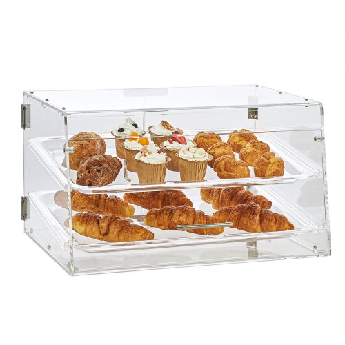 

VEVOR Pastry Display Case, 2-Tier Commercial Countertop Bakery Display Case, Acrylic Display Box with Rear Door Access & Removable Shelves, Keep Fresh for Donut Bagels Cake Cookie