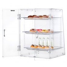 VEVOR Pastry Display Case 3-Tier Removable Shelves Acrylic Donut Bakery Display