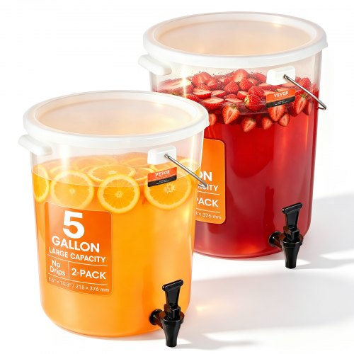 Vevor Beverage Dispenser, 5 Gallon Drink Dispensers For Parties, Plastic Juice Dispenser With Spigot And Lid, Iced Tea Lemonade Juice Water Dispenser,-image