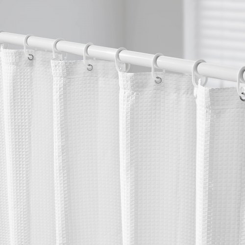 VEVOR White Fabric Shower Curtain Waffle Weave 240 GSM 72 in for Bath Showers