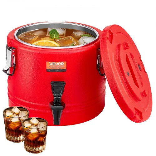 VEVOR Insulated Beverage Dispenser, 2.2 Gal/8L Thermal Hot and Cold Drink Server Dispenser with Spigot, Food-Grade Cooler Jug with 304 Stainless Steel