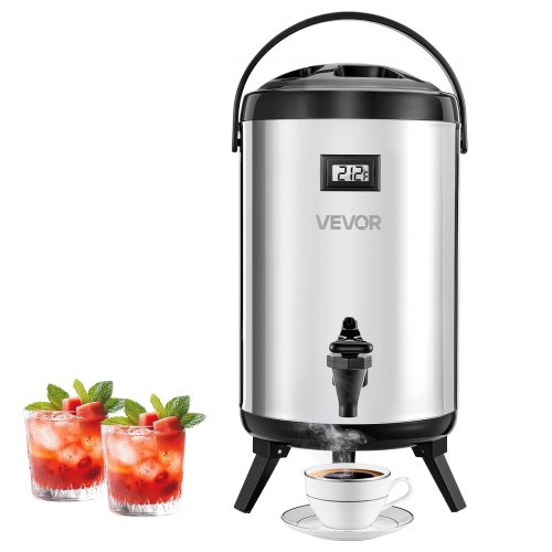 VEVOR Insulated Beverage Dispenser, 2 Gal/7.6L Stainless Steel Thermal Drink Server with Spigot & Temp Display, Suitable for Hot and Cold Drinks, for
